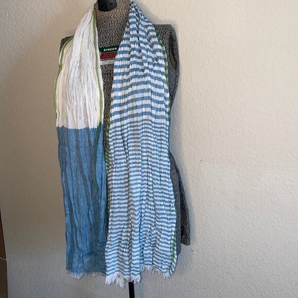 Bershka India striped patchwork nautical boho wrinkle 70x25 scarf wrap - Picture 1 of 7